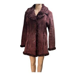 Wilson Leather Maxima Women's Genuine Leather Faux Shearling Fur Coat Size Med